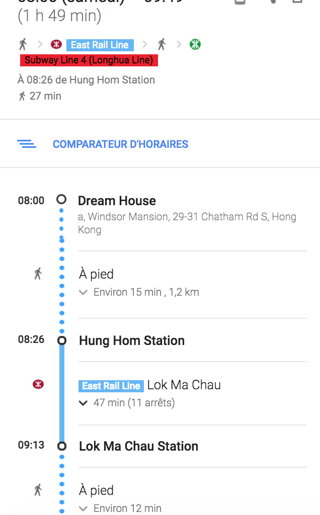 Itinéraire de Hong Kong à Shenzen