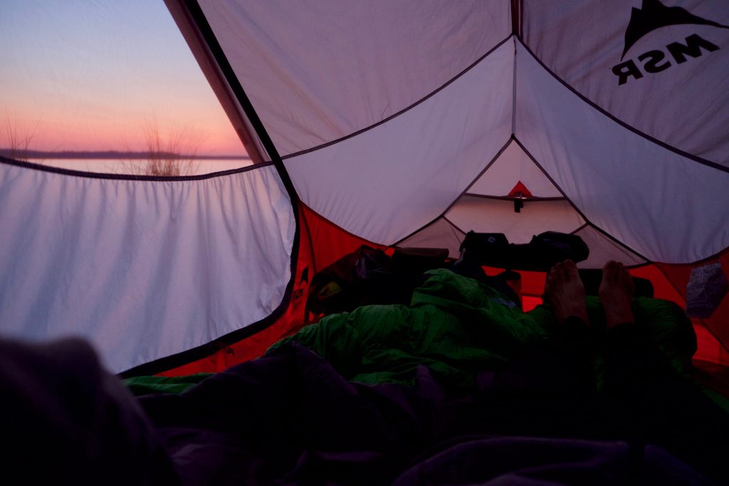Coucher de soleil dans la tente